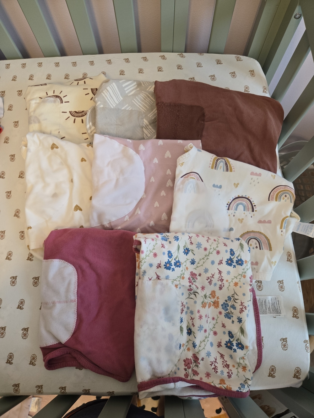 Lot Of 8 Velcro Swaddles Baby Girl